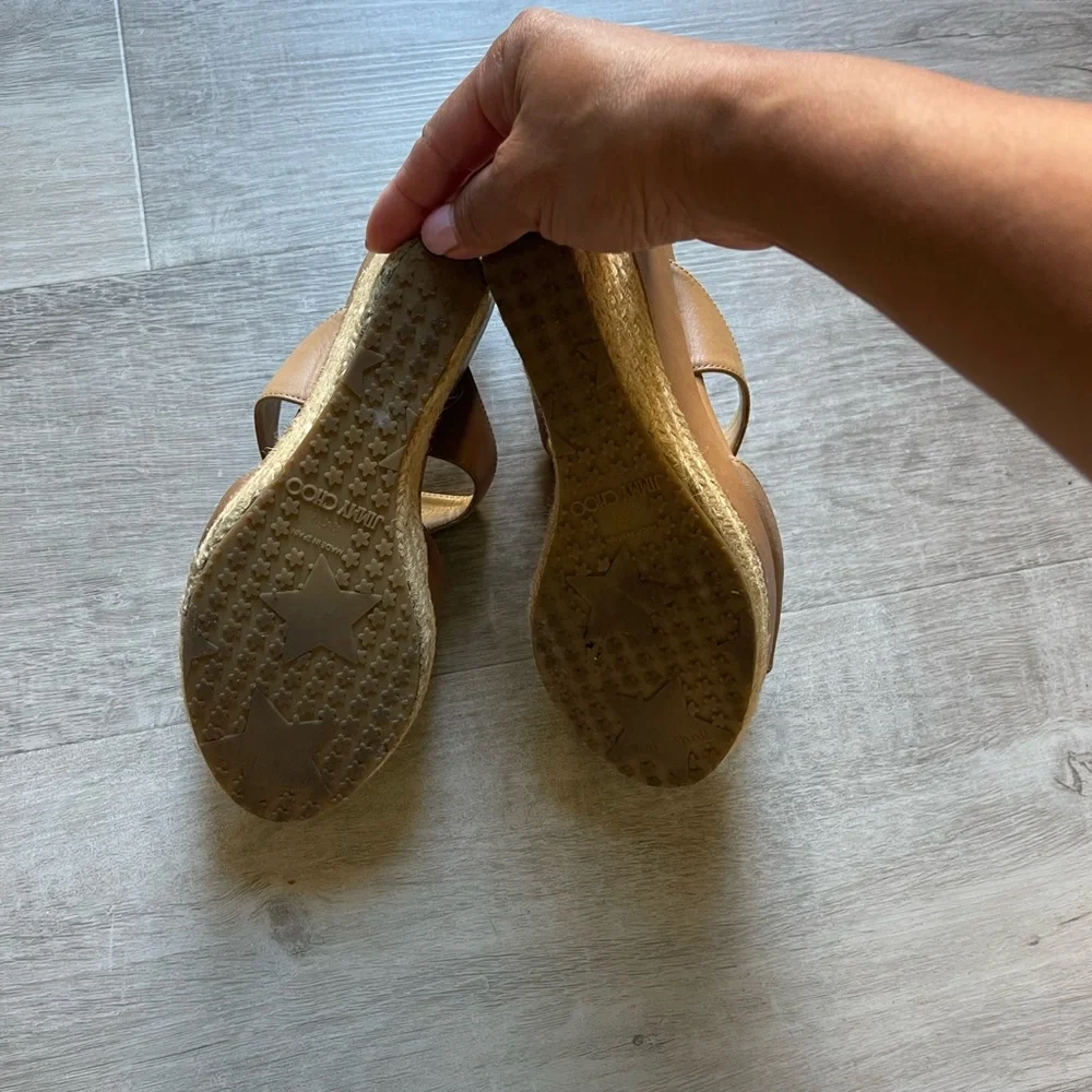 Jimmy Choo Pacane Tan Vacchetta Wedges size 35.5 - Picture 8 of 9